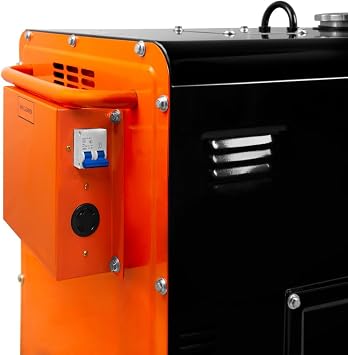 Silent Diesel Generator Single Phase ATS 230V 6kVA 6500W 13HP 115V / 230V Electric Start Closed Frame Emergency Power 4 Portable Wheels Black Powder Coated Steel 20L Fuel Capacity Tool Kit & Funnel