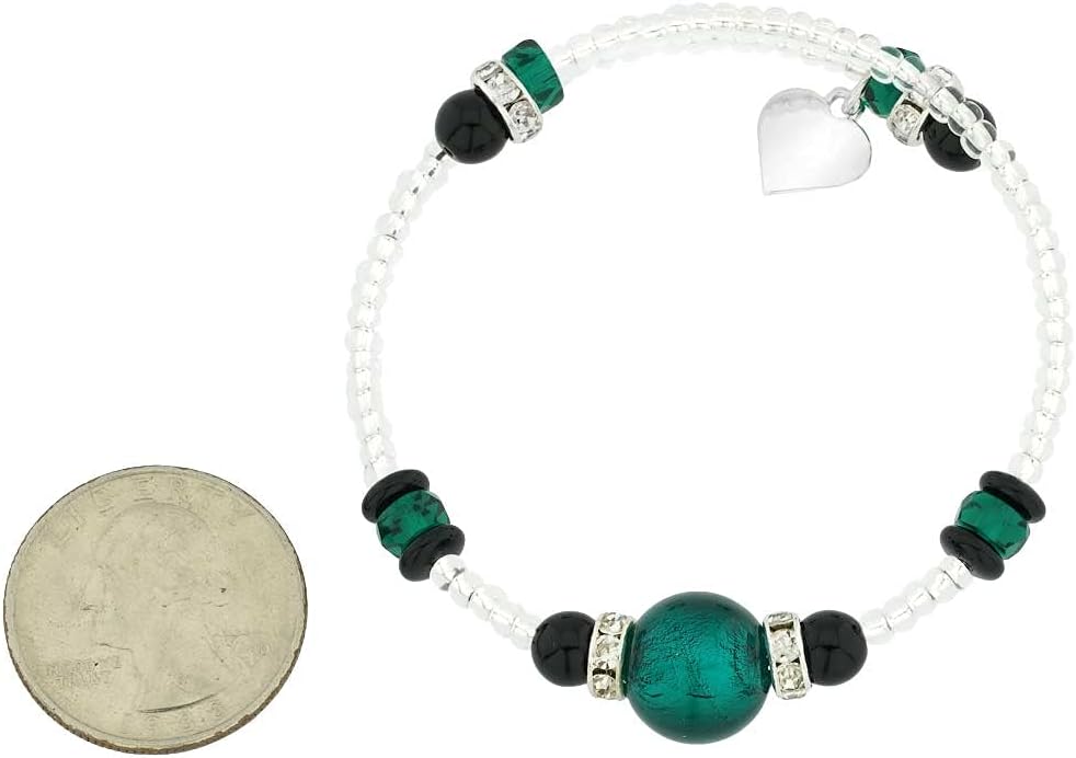 Glass Of Venice Carino Murano Glass Bracelet - Silver Aqua