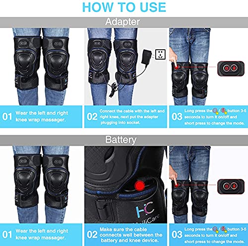 Faja calefactora para rodilla con masaje, masajeador vibratorio para rodilla con almohadilla térmica para fatiga de rodilla, masajeador de piernas, almohadilla térmica para rodilla para alivio de estrés, soporte, recargable miniatura 3