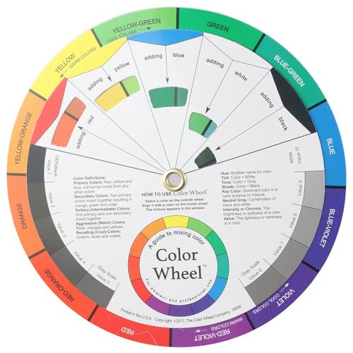 HOBBYIN Plate Casters,Basic Color Spectrum 14cm Paper Card Color Chromatic Circle Round Pocket Guide Color Wheel Card