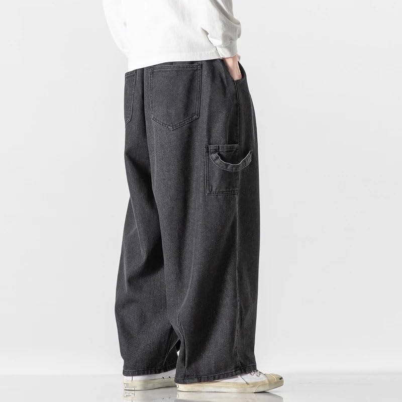 Japanese Cargo Baggy Casual Pants Wide-Leg Straight Loose Denim Trousers Streetwear Hip Hop Jeans for Men2