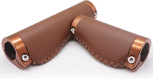 Miniatura 5 de Empuñaduras de mango de bicicleta de 135/3.740 in de largo y corto agarre antideslizante de cuero de microfibra de PVC, ergonómico, cosido a mano,