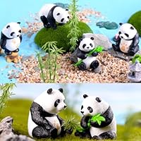 KARLOR 4 Pcs Cute Panda Sculpture, Miniature Panda Decoration, Animal Figures Ornaments, Micro Landscape Dollhouse Decoration, Funny Ornaments for Desk Aquarium Dollhouse Garden Decoration