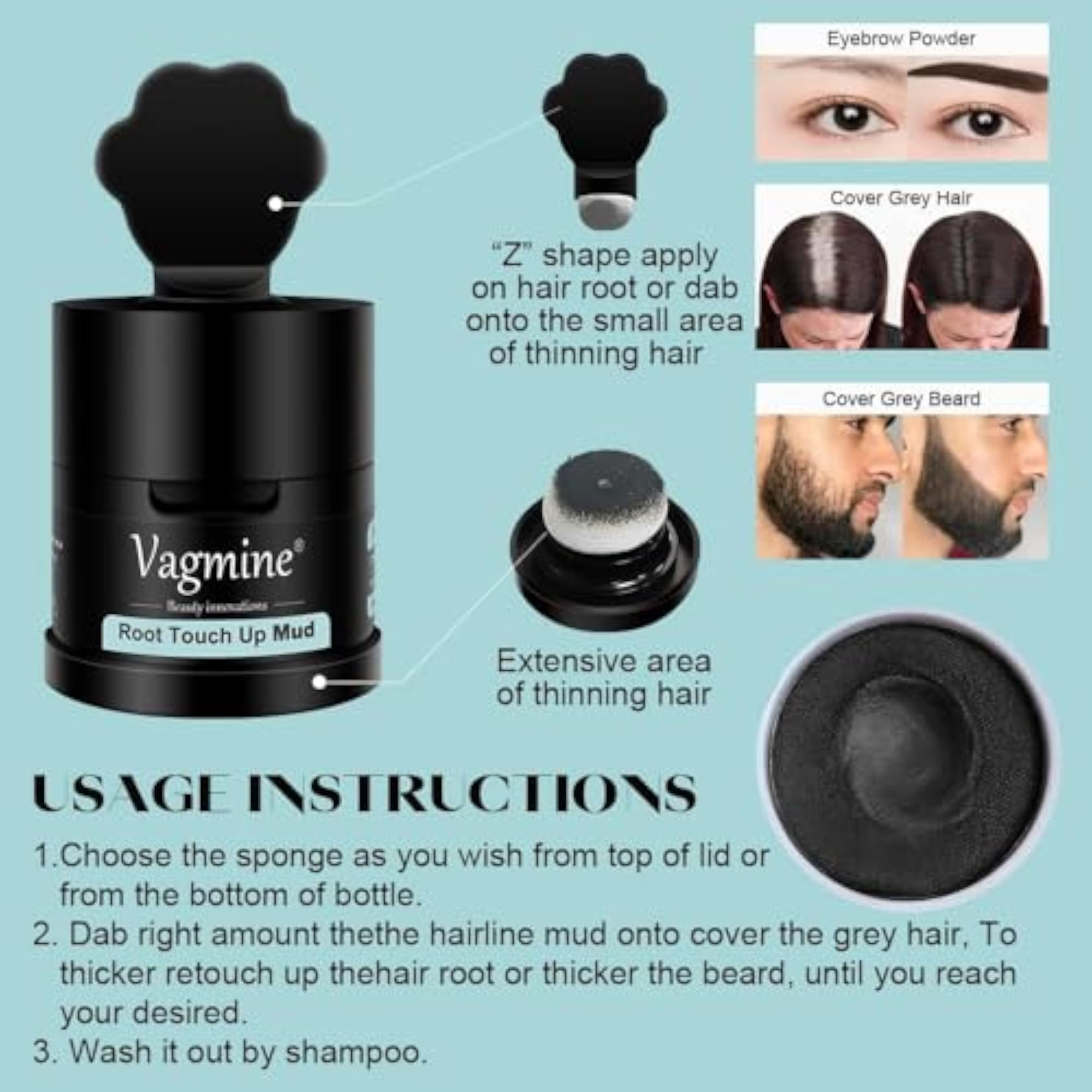 8G Root Touch-Up Mud Hairline Concealer for Men & Women