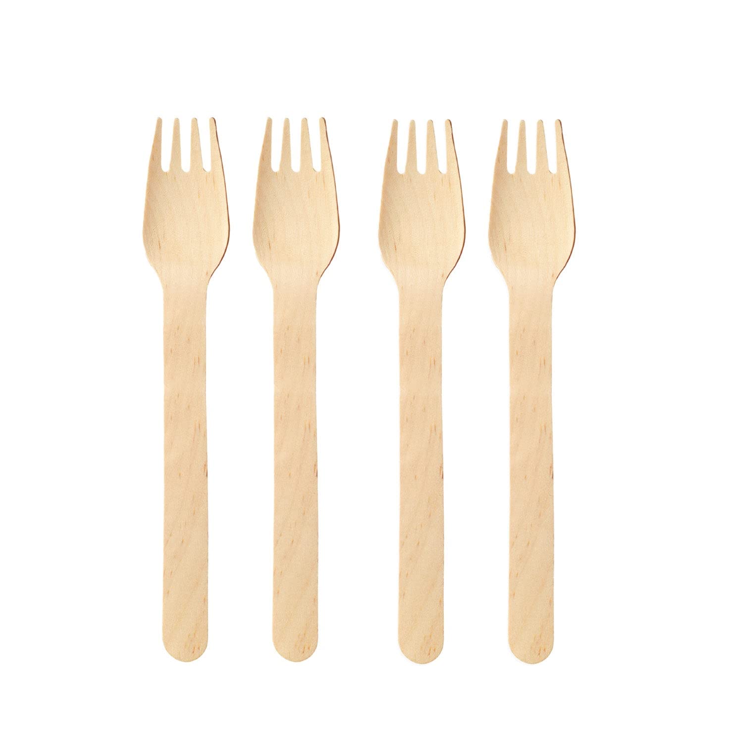 wisefood Horquillas desechables de madera de abedul, 500 tenedores de madera desechables de 16 cm, cubiertos desechables biodegradables, naturales, estables, respetuosos con el medio ambiente con