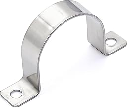 Pack of 10 Pipe Clamps Diameter 50 mm Mounting Clamp Pipe Clamp Heavy U Pipe Clamps Two Hole Pipe Clamp Mounting Clamp Stainless Steel for Pipeline Electric Cable Empty Pipes