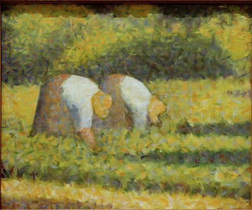 Lienzo de Georges Seurat de 60x90cm, cuadro artístico Contadini Al Lavoro con acabado premium