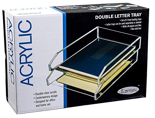 Kantek Bandeja dupla de acrílico, 27 cm de largura x 35 cm de profundidade x 12 cm de altura, transp