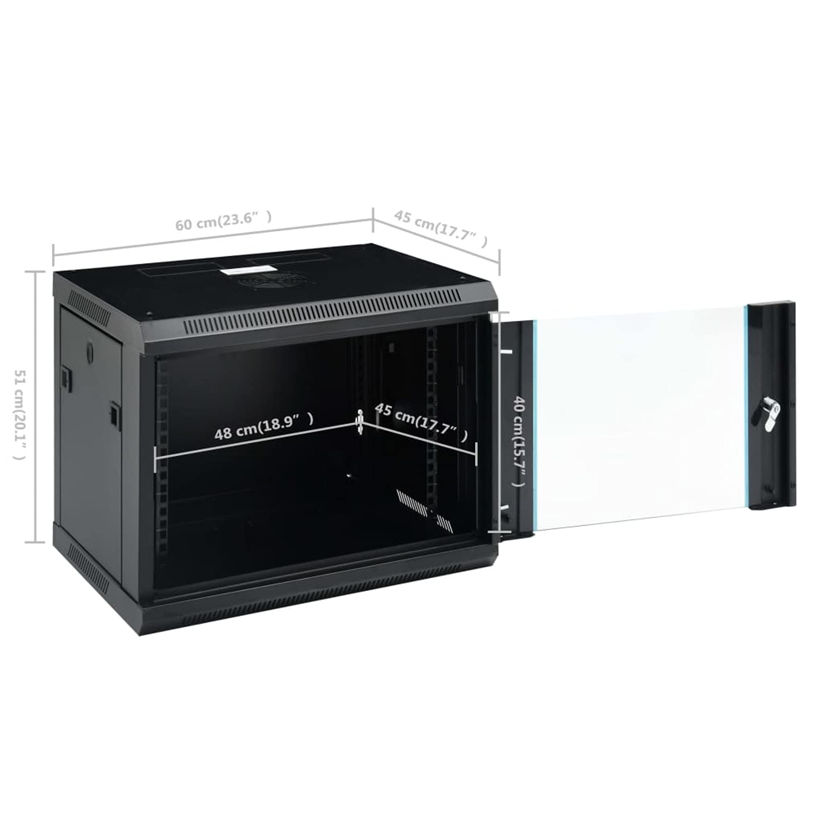 Tidyard Coffret de Réseau Mural 9U 19" Rack Serveur Armoire Réseau, Armoire de Stockage Armoire de Réseau IP20 600x450x510 mm