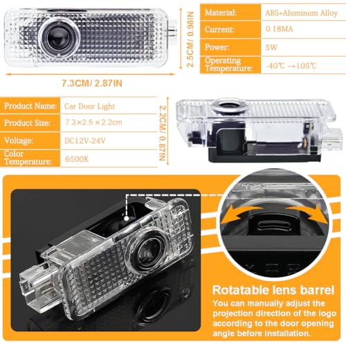 2 Stück Autotür Logo Projektor, Auto Logo Türbeleuchtung, Türprojektoren Logo Kompatibel Mit Mini R50/ R52/ R53/ R55/ R56/ R57/ R58/ R59/ R60/ R61 Paceman/ F54 Clubman/ F60 Countryman/ F55/ F56/ F57
