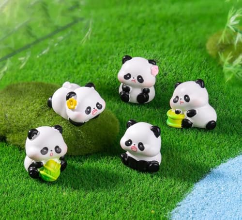 Image of VRB Dec 1 Set Miniature Showpiece Set for Home Decor,Car Dashboard,Valentine,Living Room,Gifts Figurines,Cake Decoration Items,Figurines for Home Decor. ((6 Pcs Lazy Cute Panda))