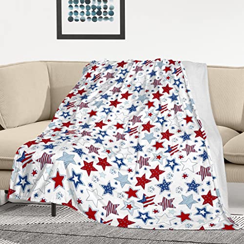 Patriotic Throw Blanket - 4th of July American Flag Blanket with Stars & Stripes | Memorial Day & Independence Day Plush Flannel Blanket | Red White Blue USA Throw for Couch, Sofa & Bed (60"x80") by ubnlkto - Used condition - Image 8