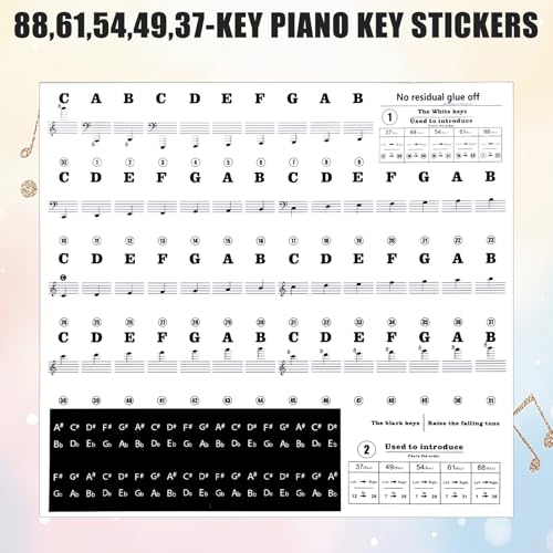 Klavier Keyboard Noten Aufkleber für 88/61/54/49/37 Tasten Klavieraufkleber für Klavier Lernen Anfänger Klavier Zubehör