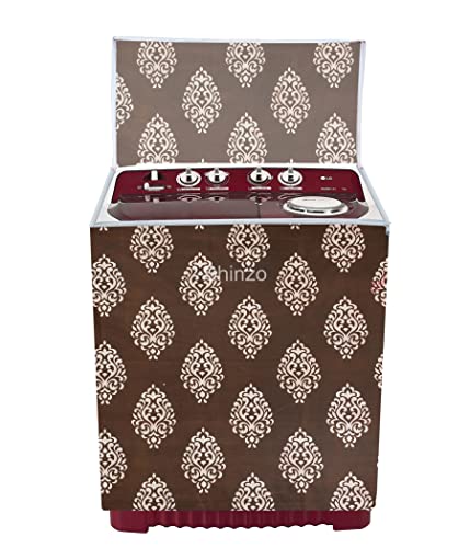 Image of Woah Washing Semi Automatic Washing Machine Cover Suitable for 5 Kg to 8 Kg Brown Embroider Top Load Washing Machine Cover | Dustproof Durable Cover