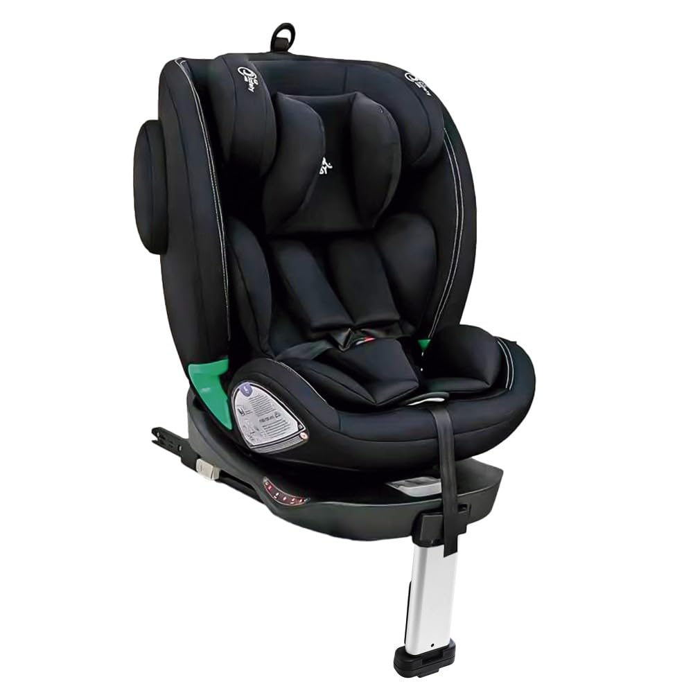 Interbaby Silla Coche Bebé PAX i-Size ISOFIX 360° Grupo 0+1+2+3 (Negro) | Silla auto giratoria 360 reclinable 40-150 cm, reductor recién nacido, protección lateral SPS, pata de apoyo
