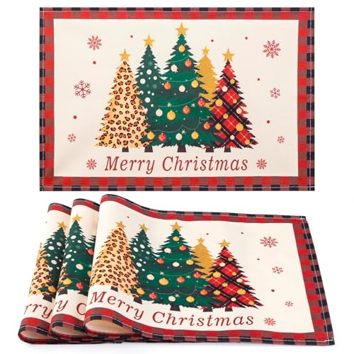 Hretvoi Platzset Weihnachten, Tischset Weihnachten Abwaschbar,...