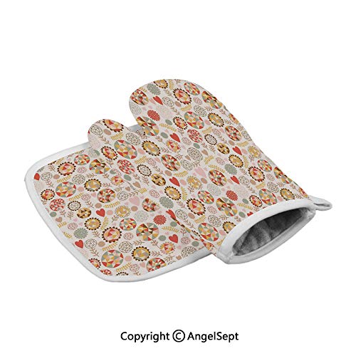 Geometric Style Blooms with Polygonal Art Triangles and Hexagonal Forms Kids Decorative, Oven