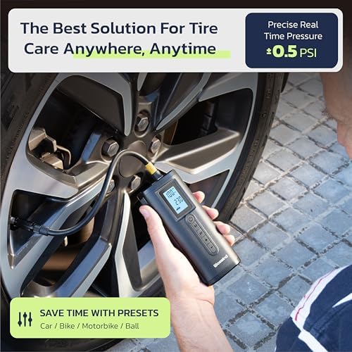 Image of Woowind Tire Inflator & Power Bank 2 in 1 Portable Air Compressor, Electric Bike Pump with Digital Pressure Gauge, Air Pump for Car Tires, Bicycle, Motorcycle, Scooter, Balls (AP2-P)