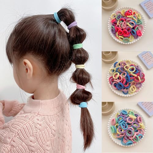 Image of NEOBABY Baby Girl's Mini Elastic Hair Ties Ponytail Holders Soft Tiny Rubber Bands Hair Bands (Multicolor)