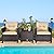 RELAX4LIFE 3 Piece Patio Furniture Set, Wicker Bistro Conversation Set w/ 2 Cushioned Armchairs & Glass Topped Table, Outdoor Rattan Sofa Set Patio Furniture for Porch Balcony Poolside (Beige)
