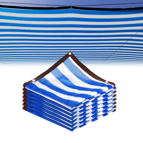 Privacy Shade Cloth 6.6X16.4FT 9.9X29.5FT 16.4X26FT 26X49.2FT Blue and White Stripes Shade Cover 90% Shading Sun Shade Net for Garden,Plants,Flower, Greenhouse (Size : 13x32.8ft)