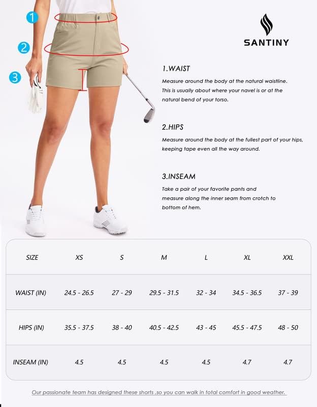 Miniatura 7 de SANTINY Pantalones cortos de golf para mujer con bolsillos, ligeros, de secado rápido, para senderismo, uso casual, verano