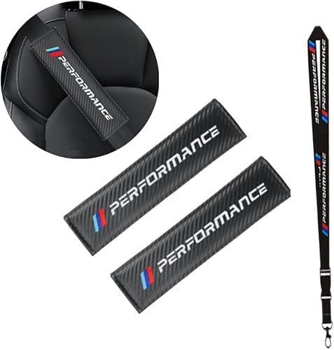 QZTYTY 2 cojines para cinturón de seguridad de automóvil, almohadilla de hombro bordada, logotipo bordado, patrón de fibra de carbono, almohadillas