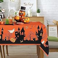 Herbst-Tischdecke Mit Bestickten Kürbissen – Rechteckig, 144 X 305 Cm, Für Thanksgiving