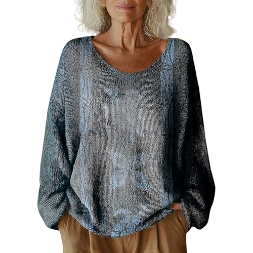 Fall Boho Oversized Sweaters for Women | Vintage Graphic Print Long Sleeve Shirts for Womens,Casual Cute Knit Tops Pullover