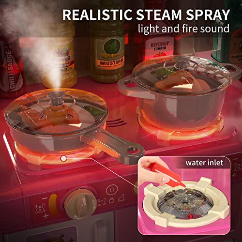 MSKOLER Pretend Play Kitchen Toy for Girls Age 3 4 5 6 7 8 - Toy Kitchen Accessories Food Toy for 3 4 5 6 Years Old Girls, Cutting Food Toy, Pretend Play for Toddlers 3-5, Girls Gifts Cooking Toys