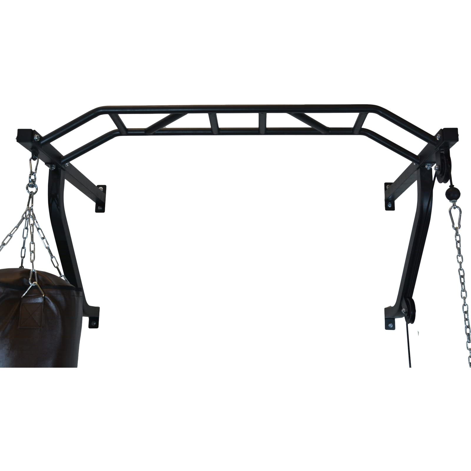 TrainHard® Wielofunkcyjny drążek do podciągania na ścianie z podciąganiem i uchwytem na worek bokserski/opcjonalnie: worek bokserski 80 cm do 130 cm (bez krążków do hantli!)