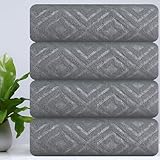 CHINO Extra Large Bath Towel Set, 4 Piece Dark Gray Oversized Bath Sheets 35'x70'-Soft, Quick Dry, Super Absorbent, Diamond Pattern Microfiber Bath Sheets for Bathroom, Beach, Travel, Fitness, Yoga
