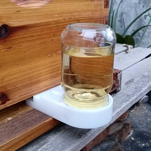8 Pack Bee Hive Entrance Feeders with Lids,Durable Plastic Base & Aluminum Cover,Easy Mason Jar Feeders for Sugar Water or Syrup,Beekeeping Supplies for Langstroth Hives