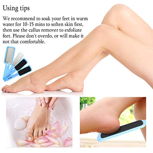 Foot Scrubber Foot File Callus Remover, ESARORA 4 PACK Pedicure Tools Foot Care Pedicure to Remove Hard Skin - 2 X Stainless Steel, 2 X Plastic