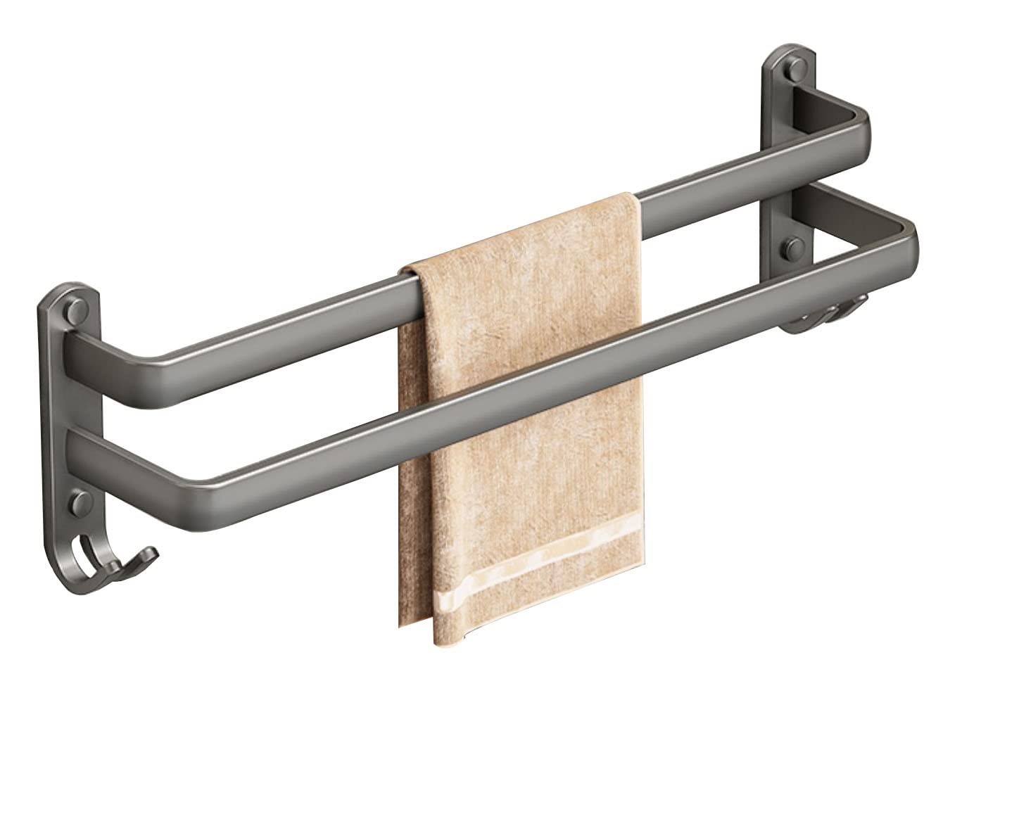 Porte-serviette salle de bain double rail mural en acier inoxydable SUS304
