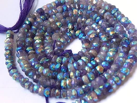 Perles améthyste véritable 4mm rondelle facettée pour création bijoux DIY