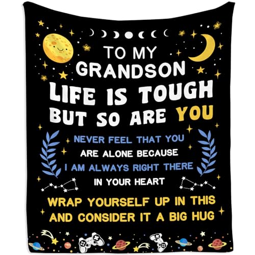 Mubpean Grandson Gifts from Grandma Grandpa Blanket 60x50 Birthday Gifts for Grandson Birthday Decoration to My Grandsons Gift Throw Blankets from Nana Papa Best Grandsons Ever