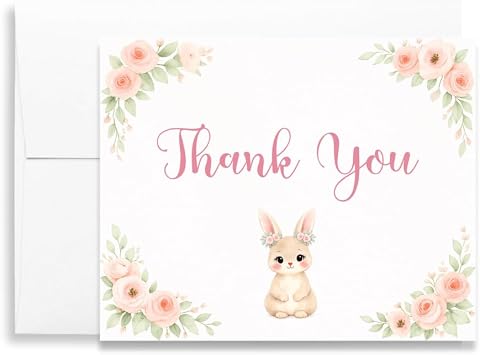 The Invite Lady Bunny Thank You Notes Baby Shower Bunnies Cards With Envelopes 24 Count