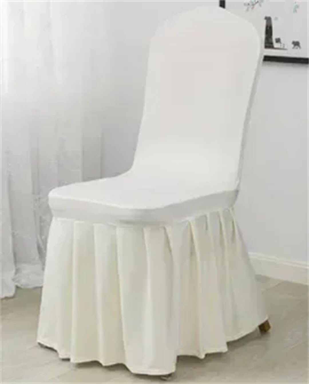 PBTMCD 100 Pcs Pleated Skirt Wedding Chair Covers, Thickened Elastic Slipcovers For Banquets Hotels Parties Dinners(102#)