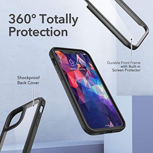 Youmaker New Designed For Iphone 12 Pro Max Phone Case,Iphone 12 Pro Max Case Full-Body With Built-In Screen Protector Rugged Clear Case For Iphone 12 Pro Max 6.7 Inch Black #TOP2