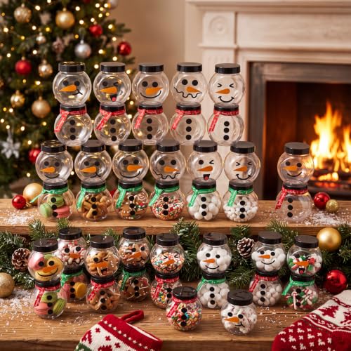 Jingmore 48 Pcs Christmas Snowman Candy Jars, Two Color Ribbons by Jingmore - Used condition - Image 5