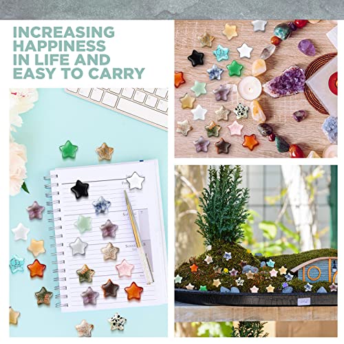 50 Pcs Worry Stones Star Shaped Crystal Stones Bulk 0.8 Inch Mini Crystal Stones Assorted Star Crystal Pocket Carved Stone Star Gemstones For Witchcraft Meditation Balancing Diy Jewelry (Lovely) #TOP4