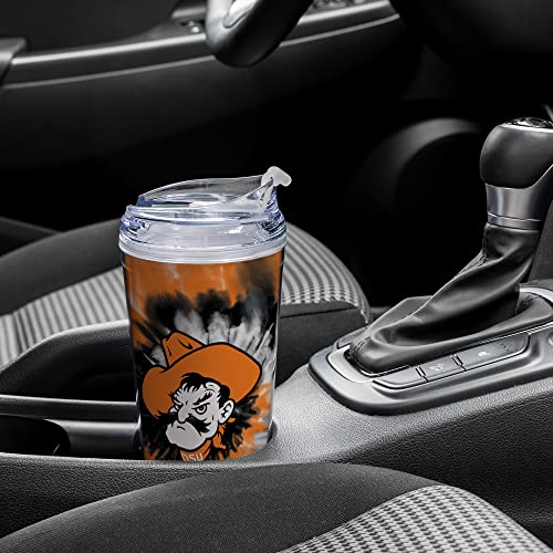 Image of Rico Industries NCAA Glitter 24oz Acrylic Glitter Tumbler with Hinged Lid, Officially Licensed Double Wall Tumbler with Straw