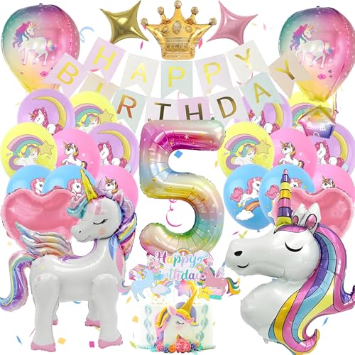 Einhorn Geburtstag Deko 5 Jahre Zahlenballon 40 Zoll