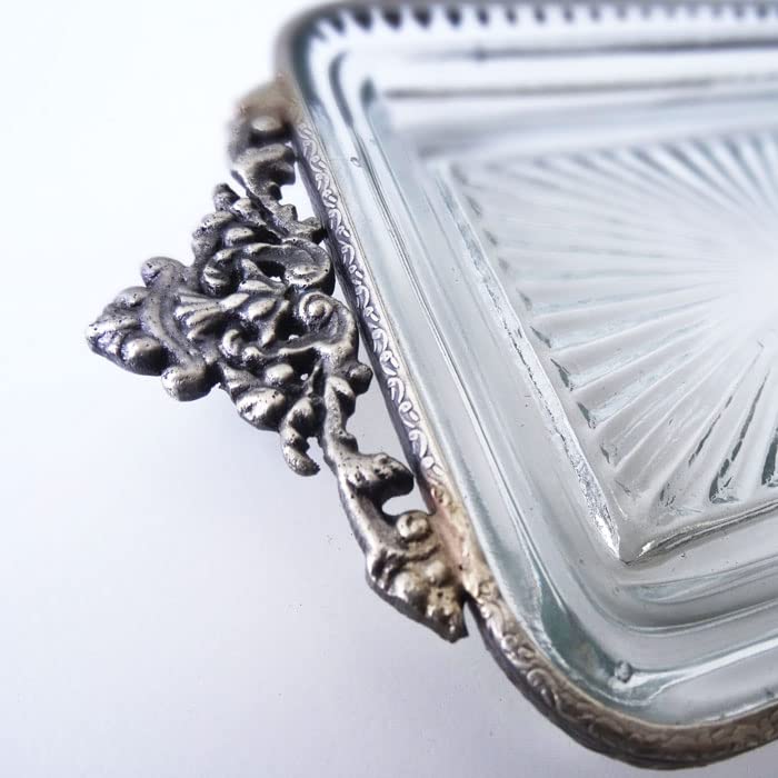 トレー 小物入れ コンポート 真鍮 ガラス シルバー 87127DS-SV トレー 小物入れ コンポート 真鍮 ガラス シルバー 87127DS-SV