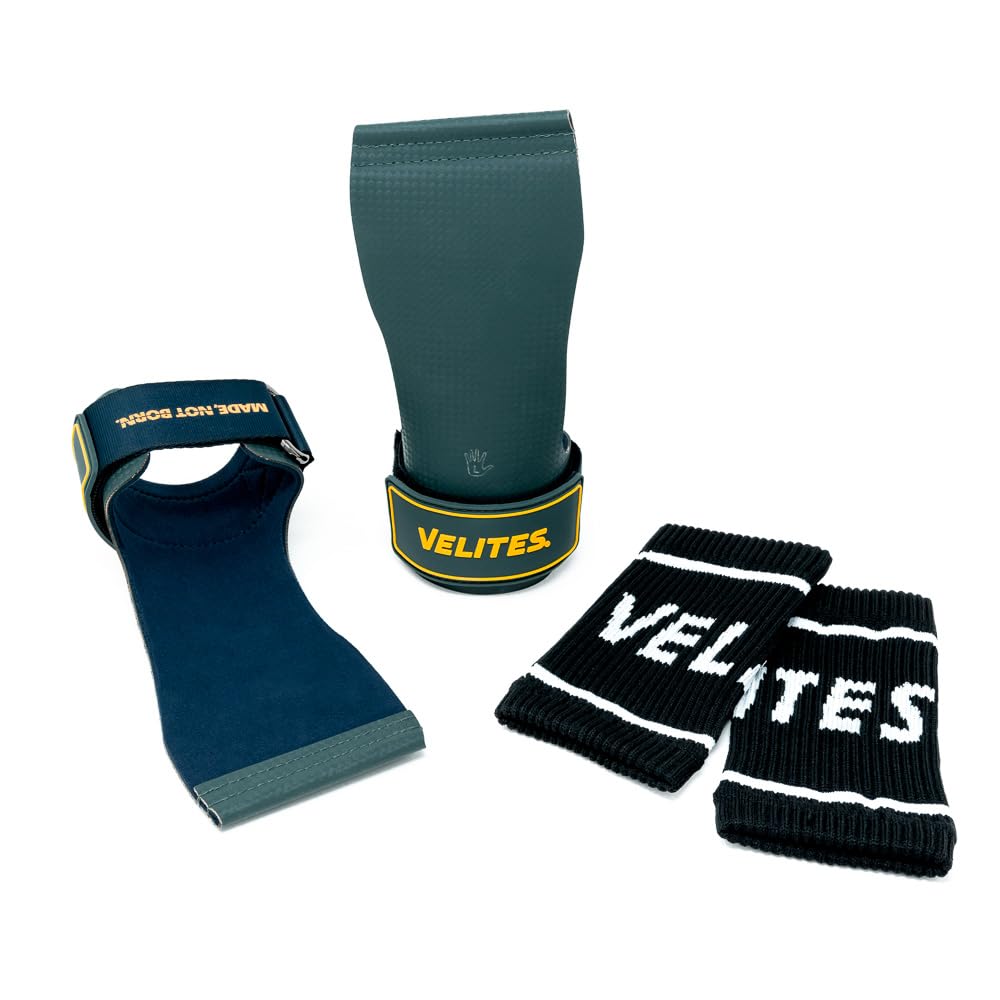 Velites - Paracalli ufficiali CrossFit® Games Quad Ultra - Senza magnesite e sbarre lisce - Polsini e borsa per il trasporto inclusi - Trazioni, Muscle-up e Toes to Bar