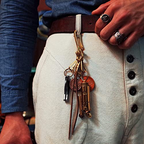 Cmvfyl Fish Hook Keychain,Belt Key Clip,Brass Keyring For Key Fob,Diy Leathercraft Accessories For Purse Handbag Wallet,Gold #TOP6