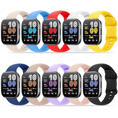 Tiorecime 10 Pack Bands Compatible with Amazfit Bip Max/Bip 6/Bip 5/Active Max/Cheetah 2 Ultra/Balance 2/Balance/GTR 4/3 Pro/3/2/GTR 47mm Watch Band 22mm Soft Silicone Sport Strap for Women Men