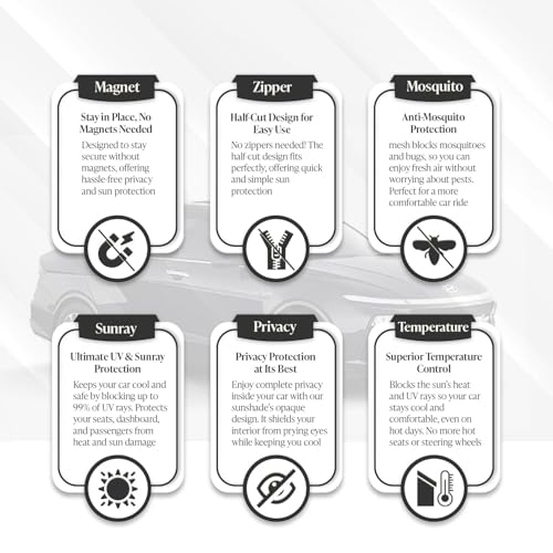 Image of Autofact Cotton Car Sunshades for Honda Amaze (2025 Onwards), UV Protection, Useful Car Accessories, Custom Fit Sun Shades for Side Windows, Set of 4, Black