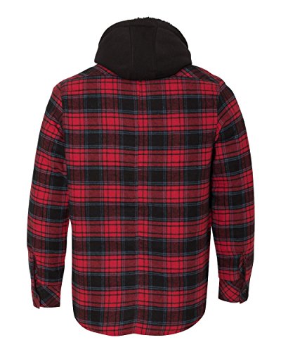 Burnside Men's 8620 Plaid Quilted Lined Flannel Full-Zip Hooded Jacket (Medium, Red)3